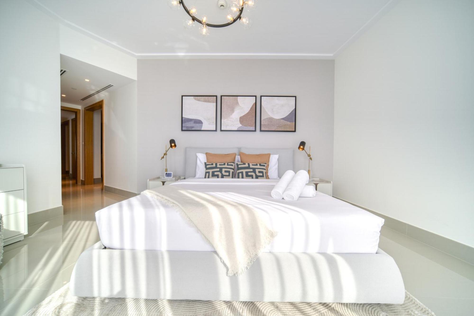 Downtown Luxury - Stunning Burj Khalifa & Sea View - 5 Minutes Walk To Dubai Mall Pokoj fotografie